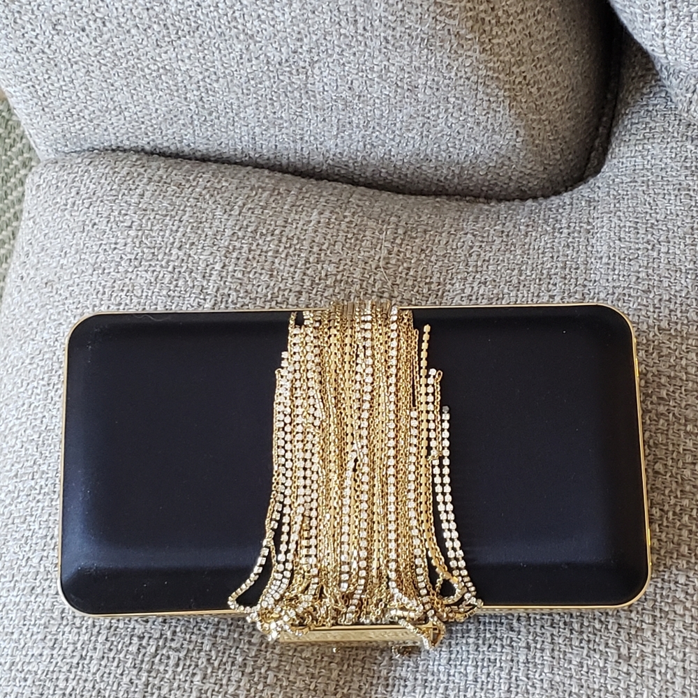 Givenchy Black Metal Fringe Satin Clutch Bag $3999 - Picture 14 of 16